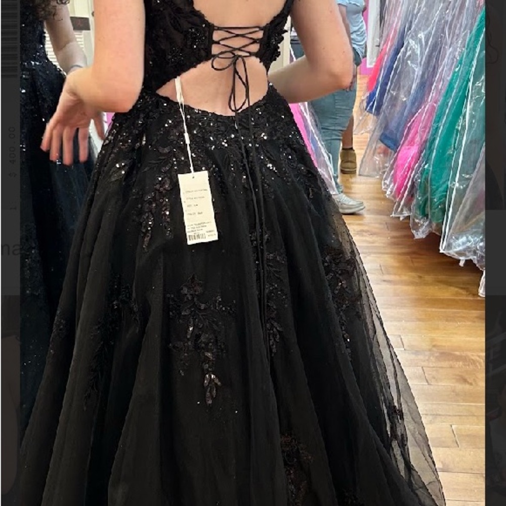 Michaels Black Lace-Up Prom Dress